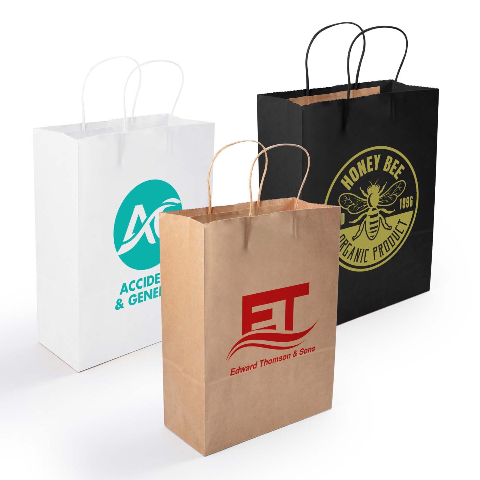 Custom branded Paper Bags Featuring Heat Transfer Vinyl Printing