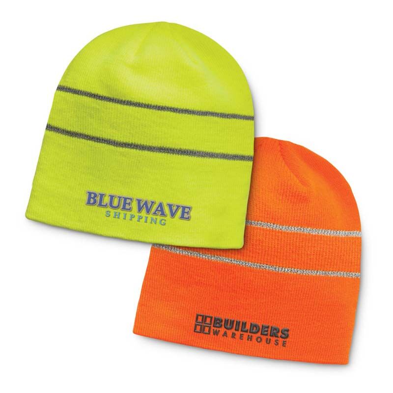 CBWM HI Vis Beanies logo embroidery product sample