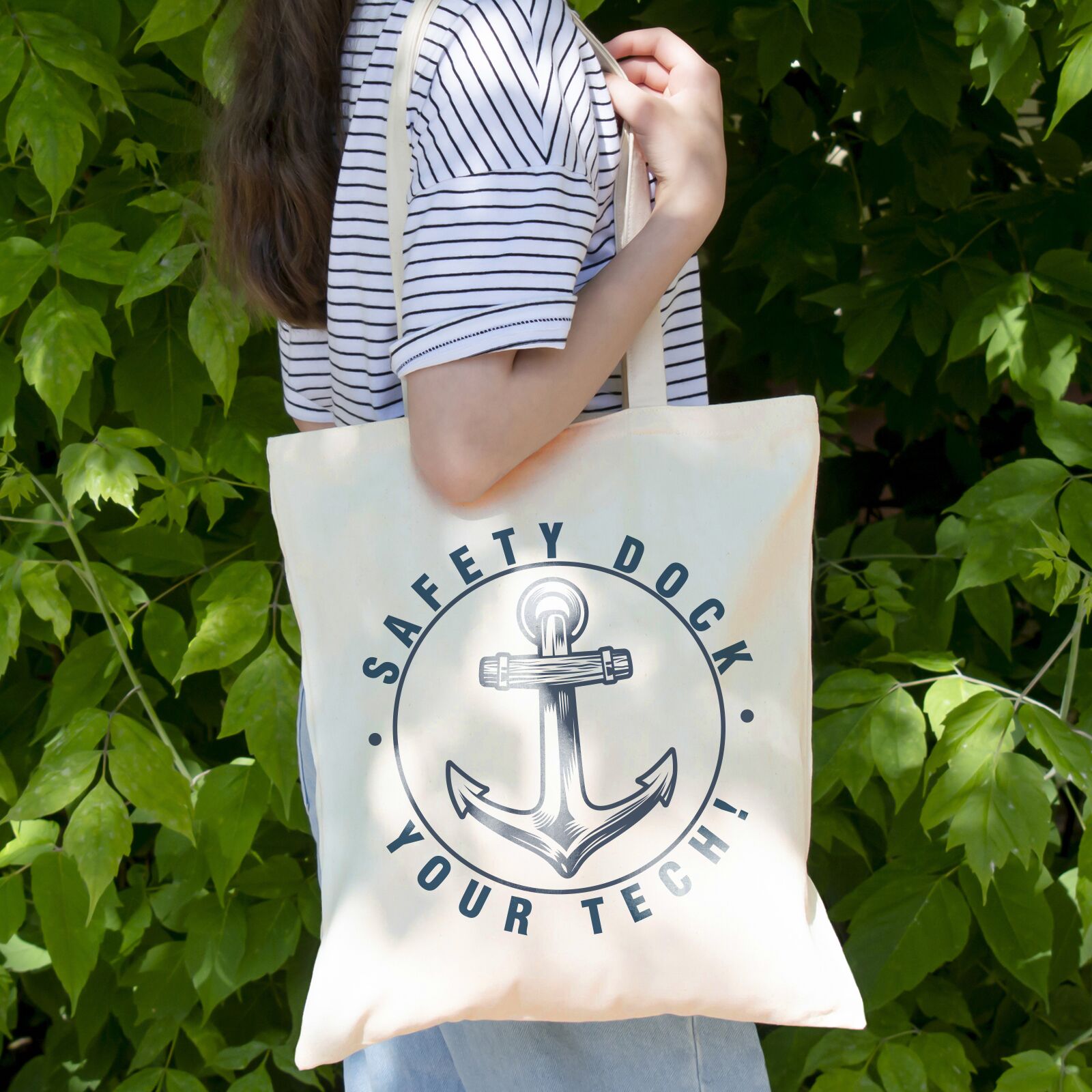 LL512_Logoline Calico Long Handle Bag With design