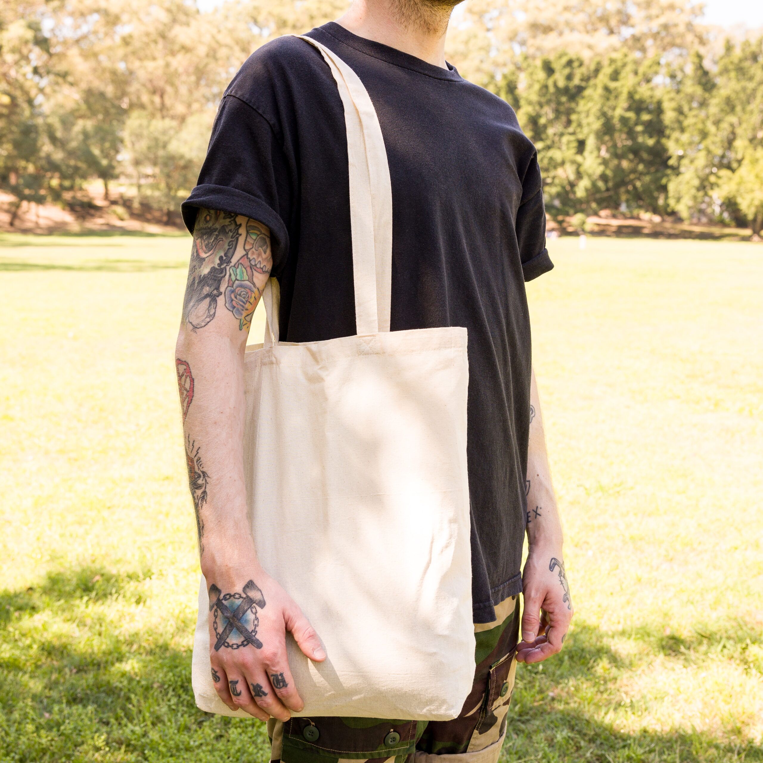 LL512_Logoline Calico Long Handle Bag