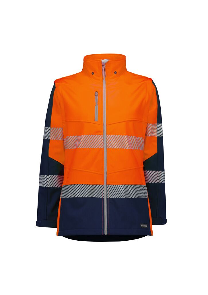 ZJ753_Product_Orange_Navy_Syzmik Womens Streetworx 2 In 1 Stretch Softshell Jacket ZJ753_Product_Orange_Navy_Syzmik