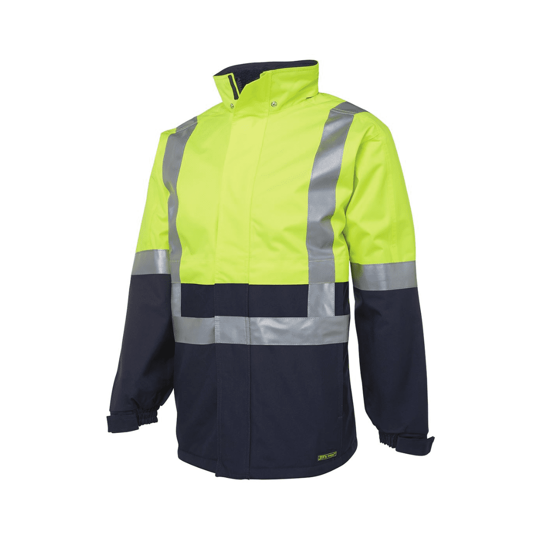Men's Hi Vis jacket showcasing heat transfer printing for enhanced safety Men's Hi Vis jacket showcasing heat transfer printing for enhanced safety