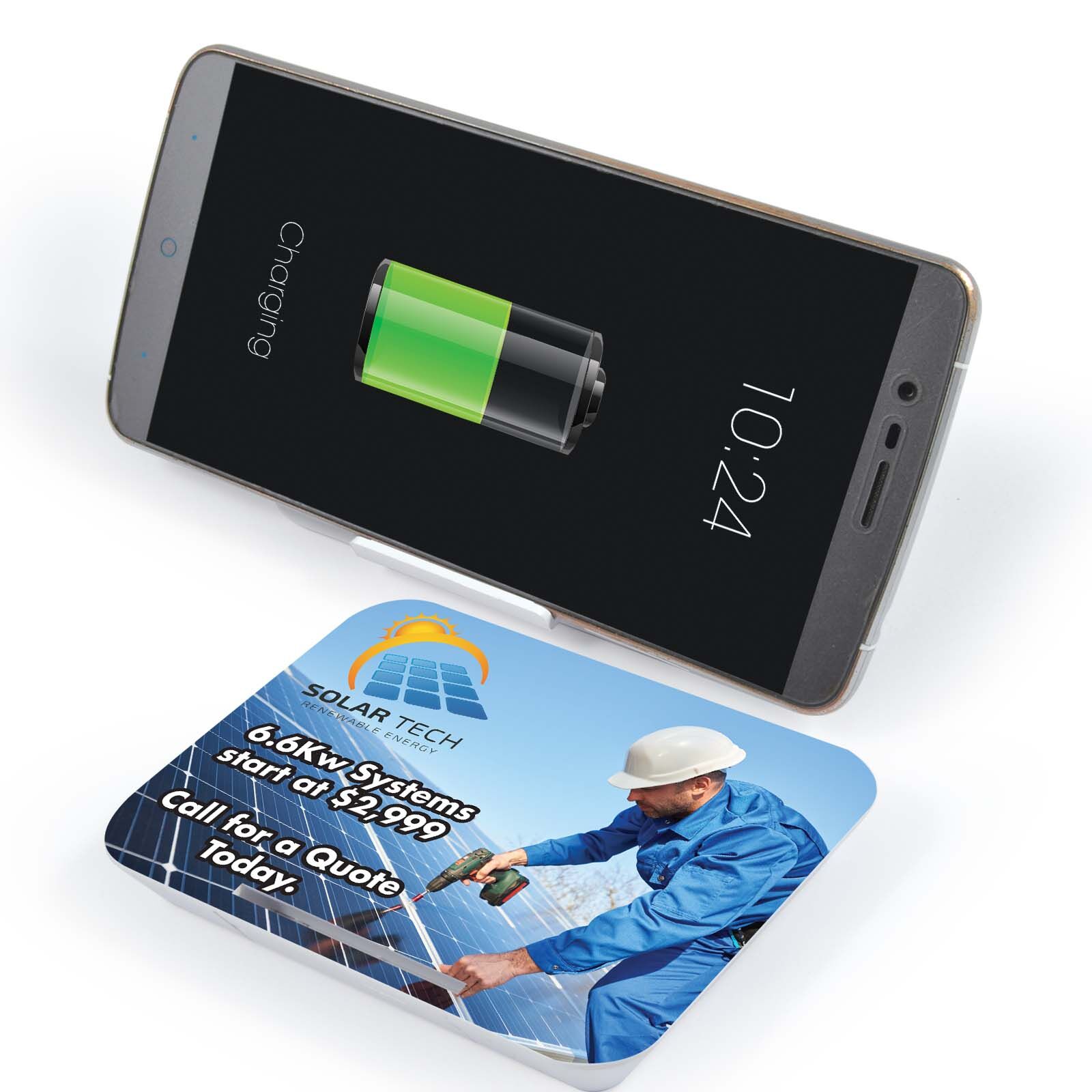 A Solar Tech Card higlighting heat transfer vinyl and UV printing methods used A Solar Tech Card higlighting heat transfer vinyl and UV printing methods used
