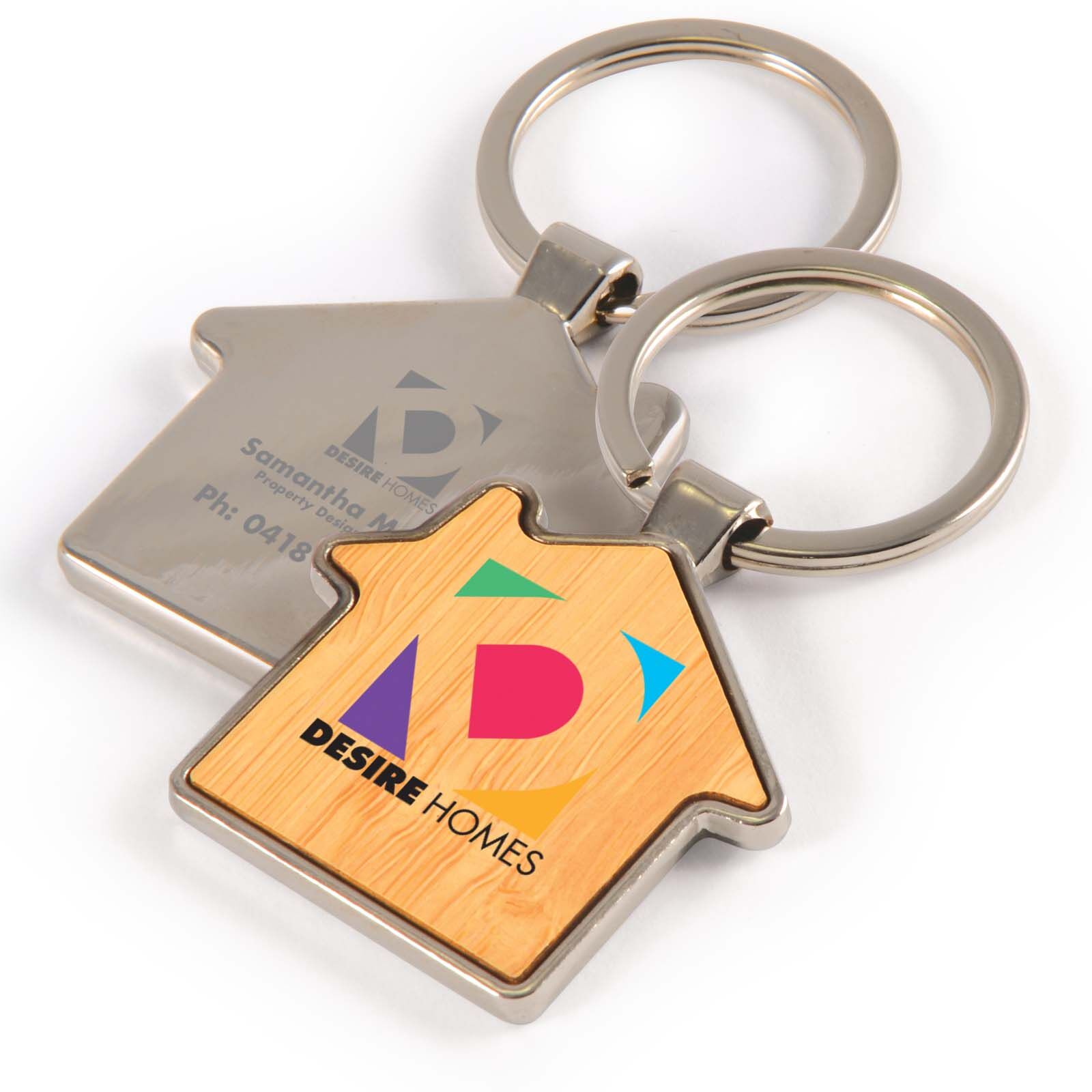 House Design Keychains with logo in heat transfer vinyl & UV print House Design Keychains with logo in heat transfer vinyl & UV print