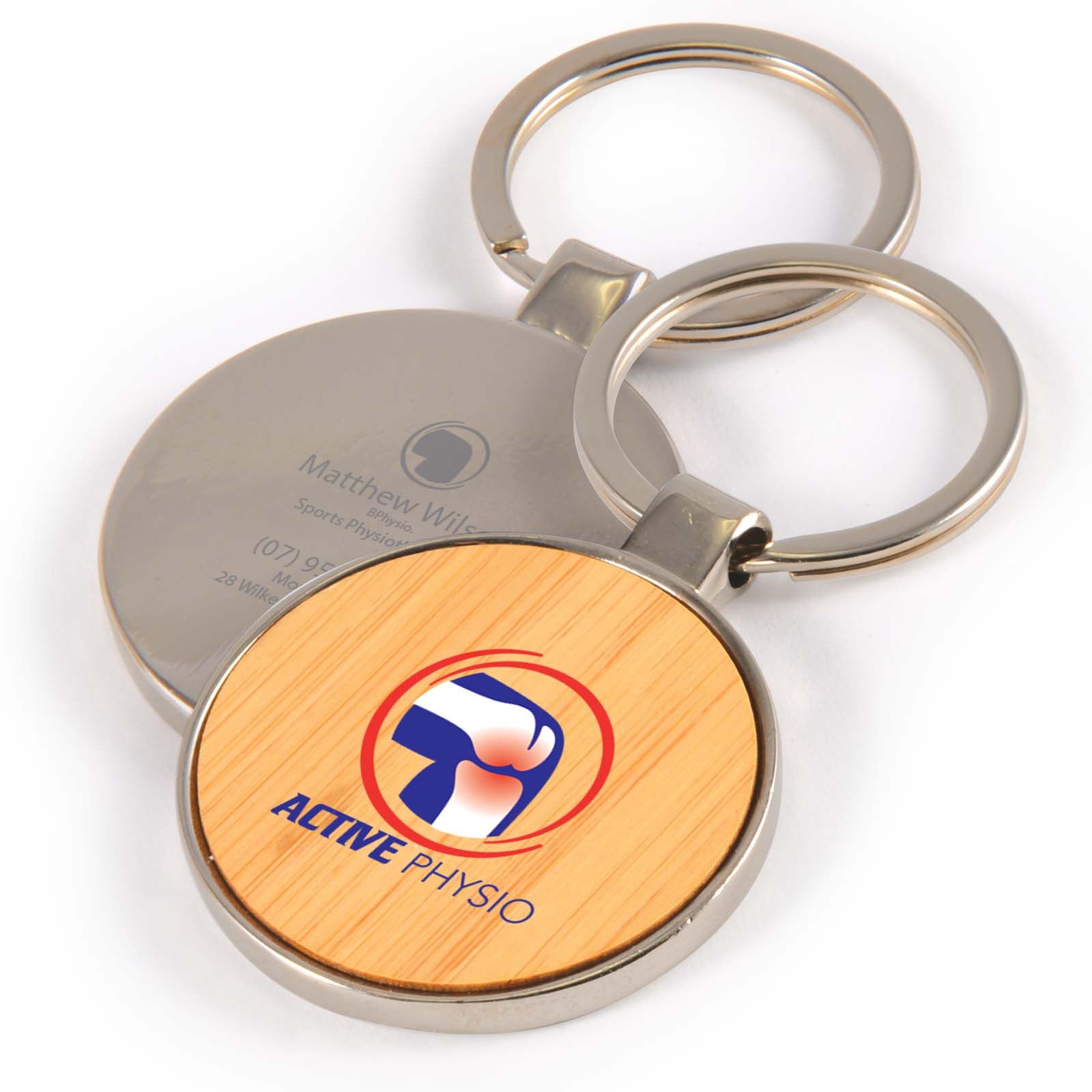 Round keychains with logo in heat transfer vinyl & UV print Round keychains with logo in heat transfer vinyl & UV print