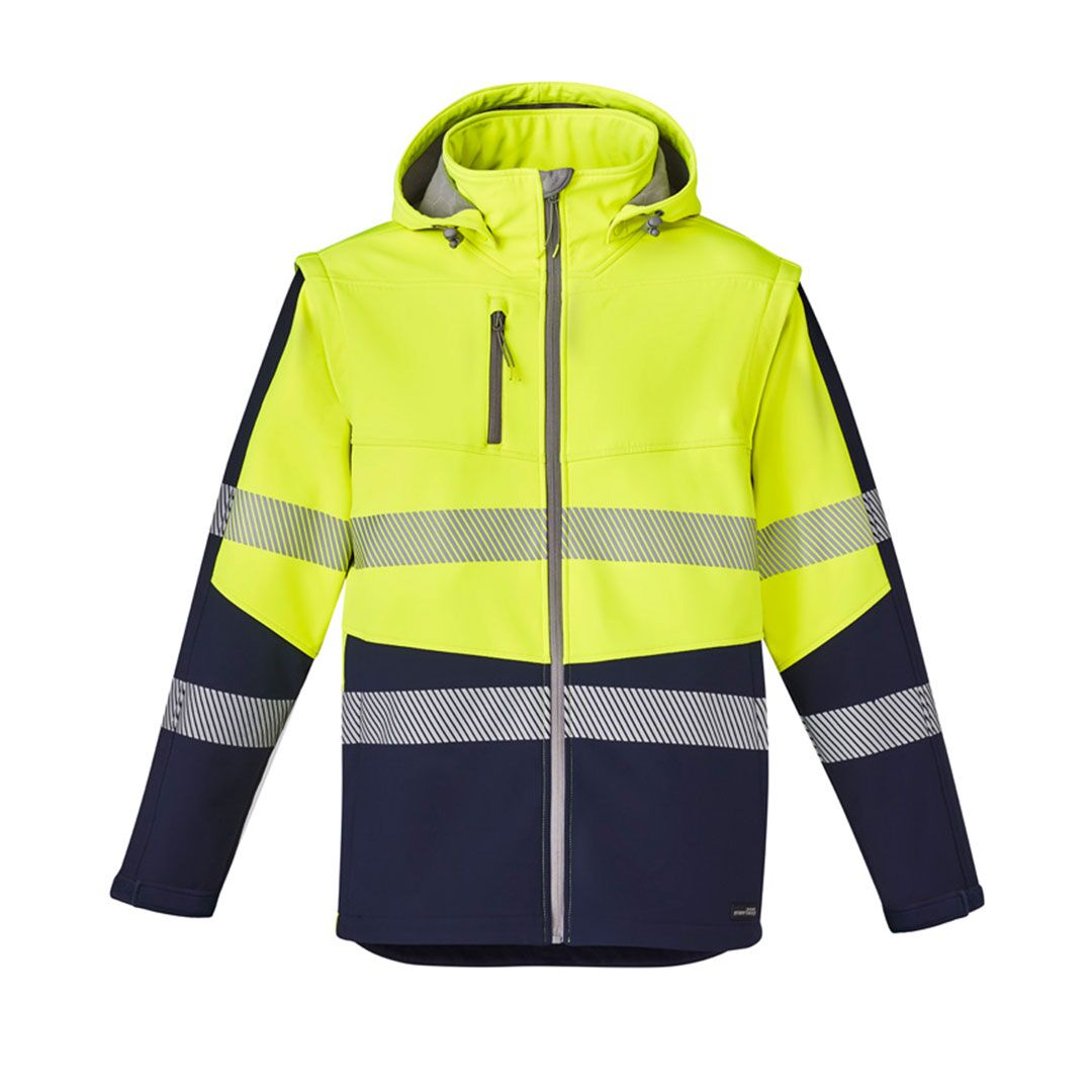 ZJ453_Yellow_Navy_Syzmik Womens Streetworx 2 In 1 Stretch Softshell Jacket Fr ZJ453_Yellow_Navy_Syzmik Womens Streetworx 2 In 1 Stretch Softshell Jacket Fr