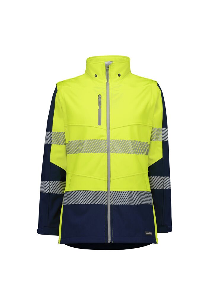 ZJ753_Yellow_Navy_Syzmik Womens Streetworx 2 In 1 Stretch Softshell Jacket ZJ753_Yellow_Navy_Syzmik Womens Streetworx 2 In 1 Stretch Softshell Jacket Fr