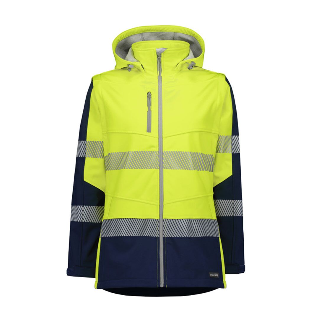 ZJ753_Yellow_Navy_Syzmik Womens Streetworx 2 In 1 Stretch Softshell Jacket Fr ZJ753_Yellow_Navy_Syzmik Womens Streetworx 2 In 1 Stretch Softshell Jacket Fr