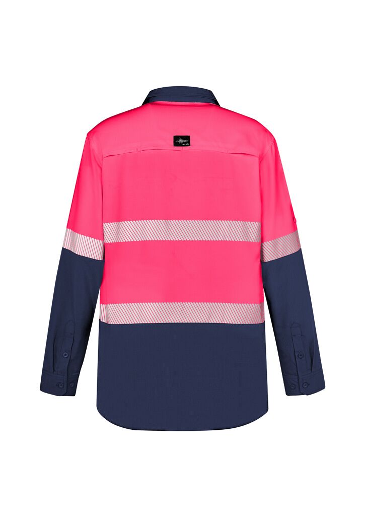 ZW470_Pink_Navy_Syzmik Mens Hi Vis Outdoor Segmented Tape Long Sleeve Shirt Back ZW470_Pink_Navy_Syzmik Mens Hi Vis Outdoor Segmented Tape Long Sleeve Shirt Back