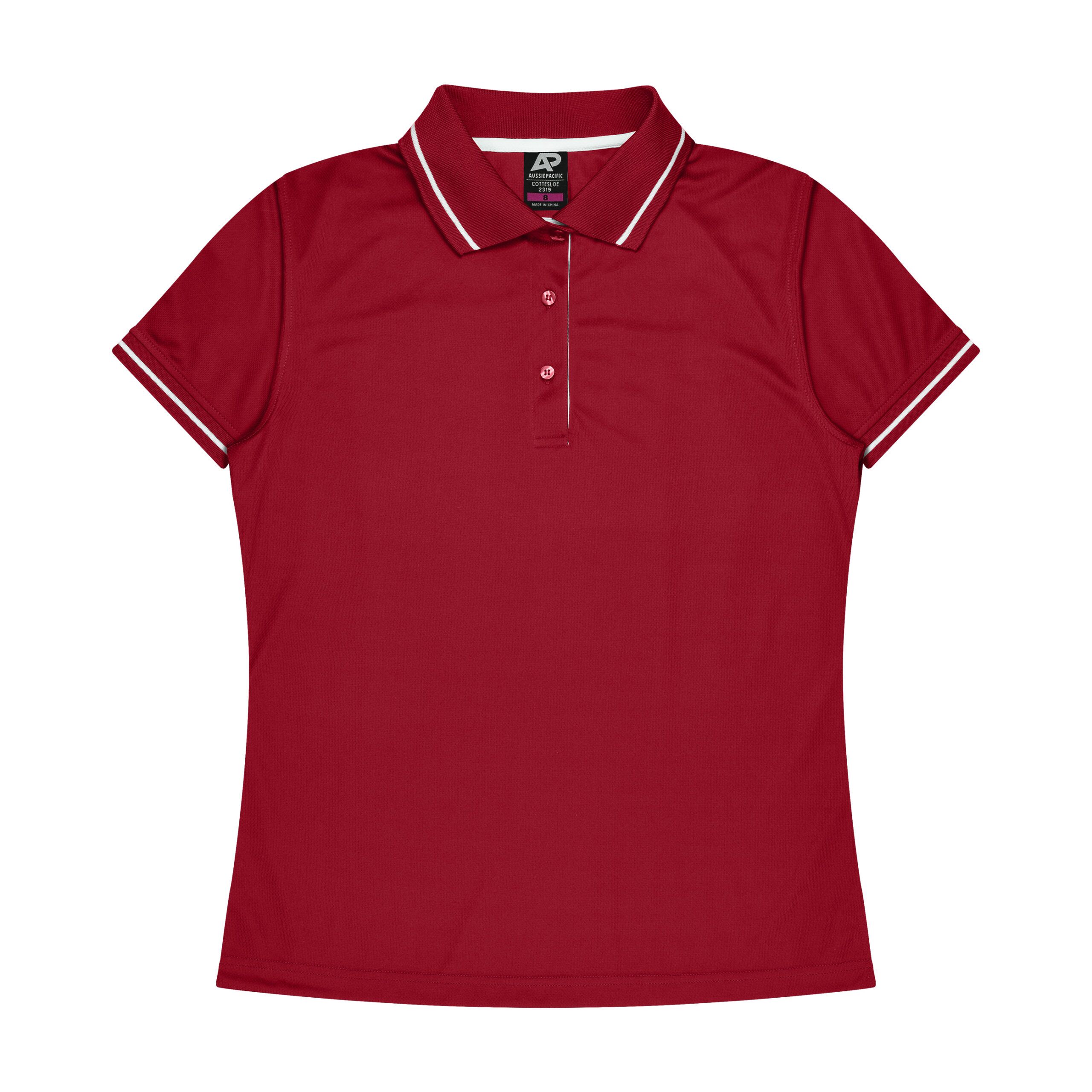 CBWM: Polo Shirt - Cottesloe Red-White Front for UV Printing and Embroidery designs CBWM: Polo Shirt - Cottesloe Red-White Front for UV Printing and Embroidery designs