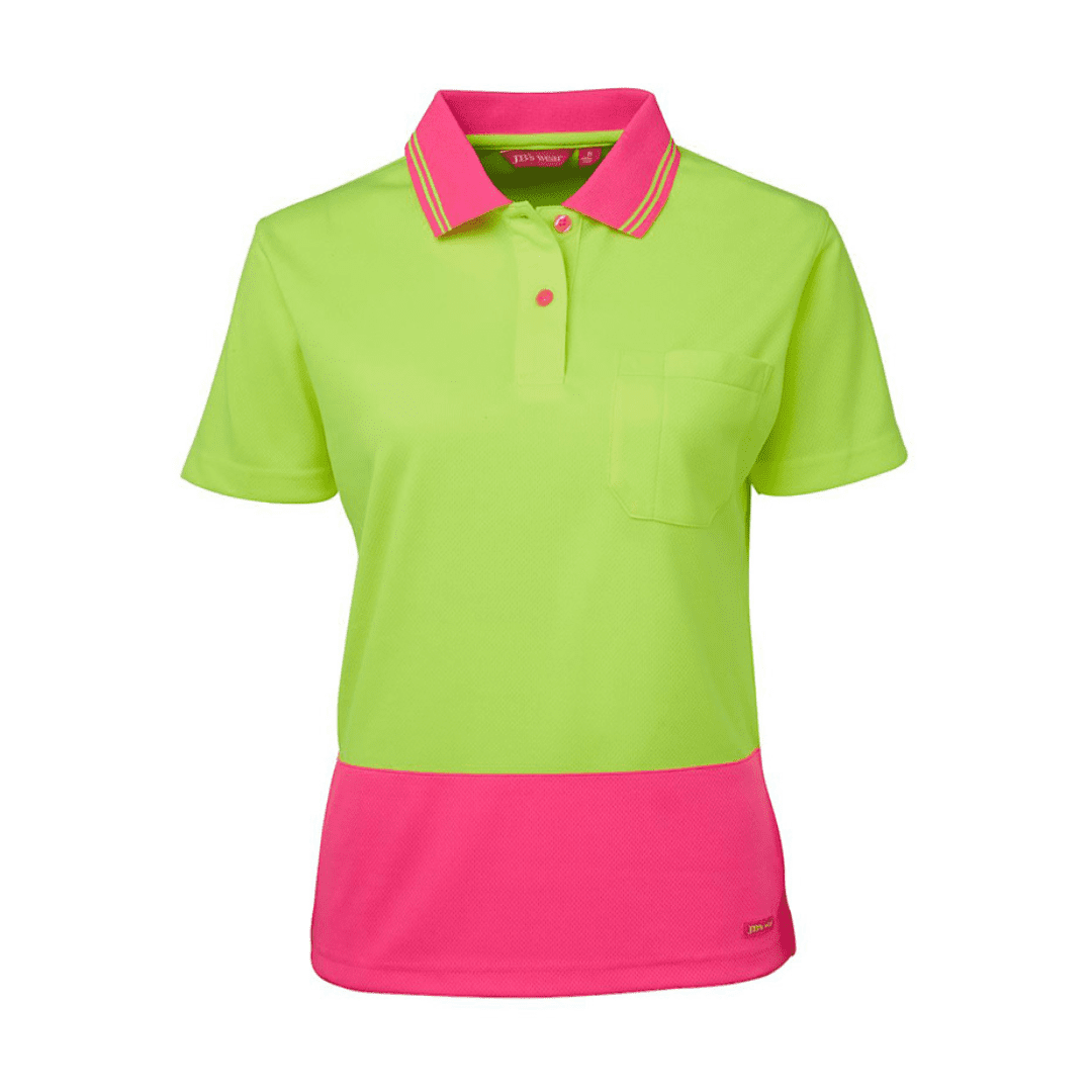 CBWM women's Hi vis custom polo shirts sample product for embroidery service CBWM women's Hi vis custom polo shirts sample product for embroidery service