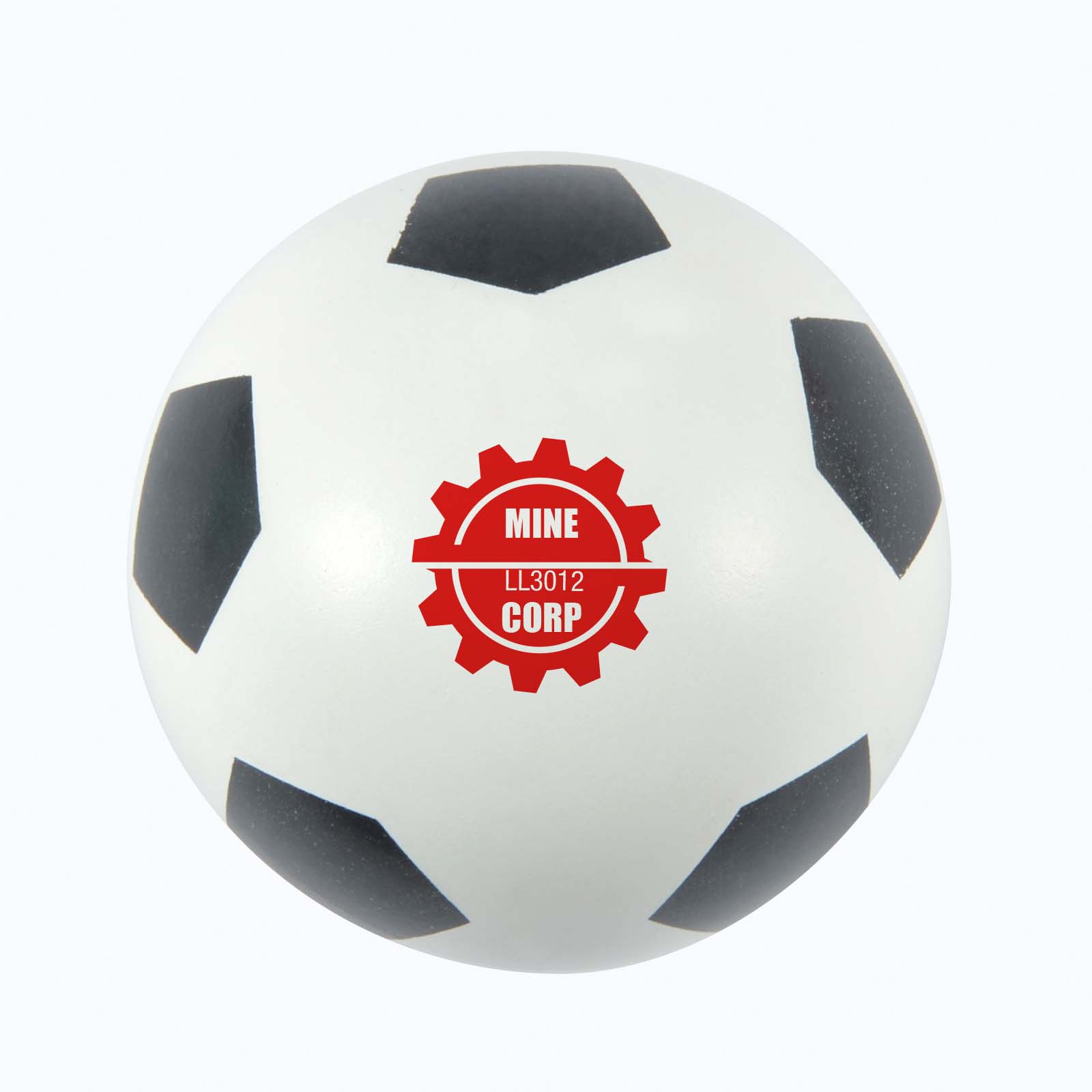Soccer ball displaying logo in heat transfer vinyl and UV printing Soccer ball displaying logo in heat transfer vinyl and UV printing