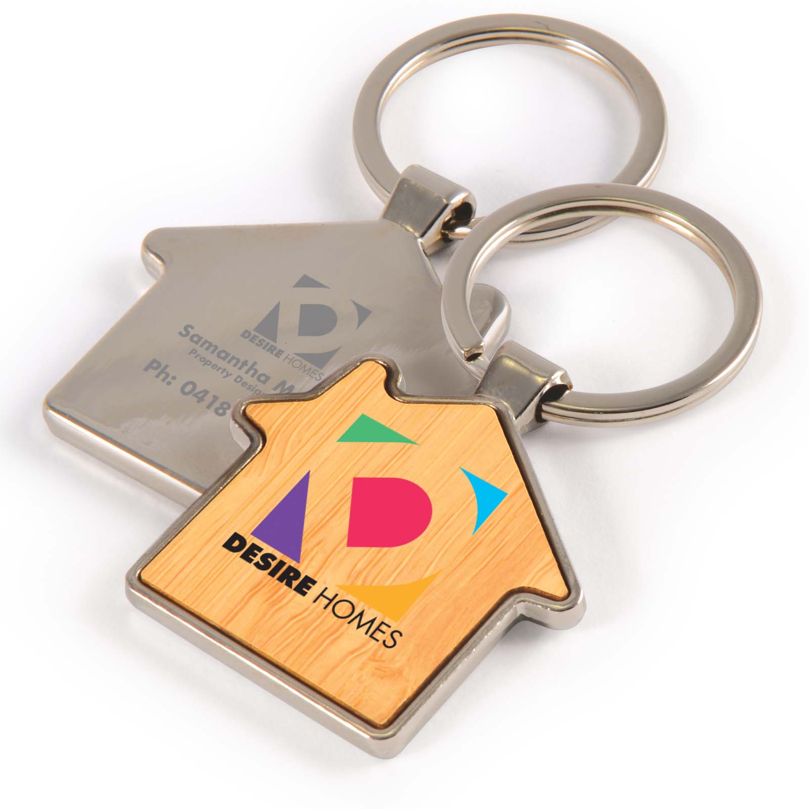 House Design Keychains with logo in heat transfer vinyl & UV print House Design Keychains with logo in heat transfer vinyl & UV print