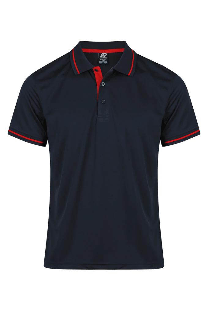 Aussie Pacific Cottesloe Mens Polos Navy Red Front Aussie Pacific Cottesloe Mens Polos Navy Red Front