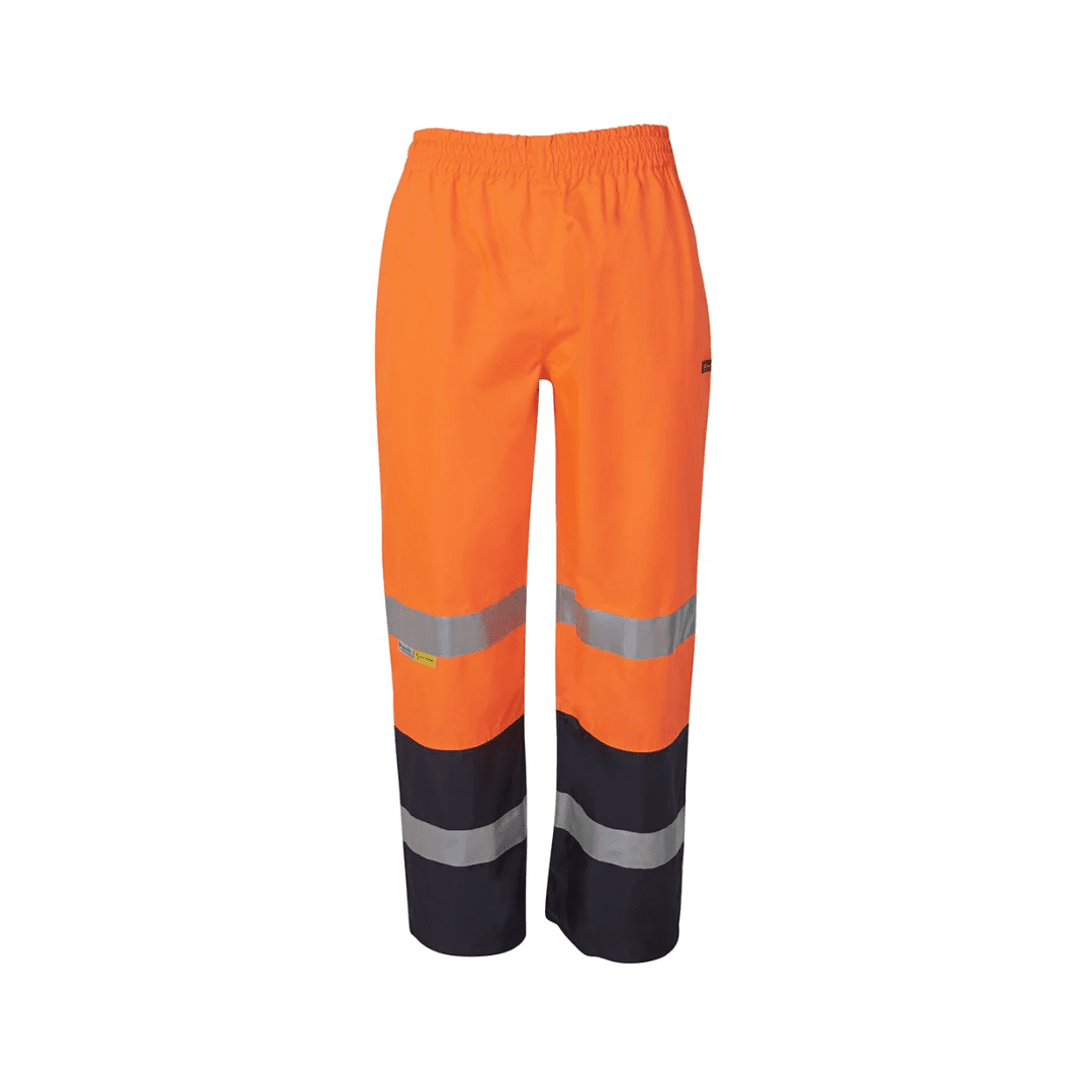 Work pants with reflective stripes, utilising screen print and heat transfer methods for improved visibility and durability Work pants with reflective stripes, utilising screen print and heat transfer methods for improved visibility and durability
