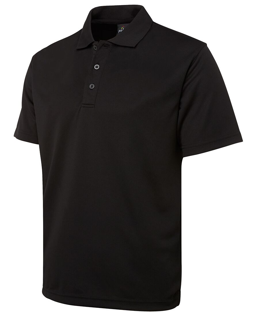 Podium S/S Poly Polo - Black- sample product for embroidery patches for t shirts in Perth Podium S/S Poly Polo - Black- sample product for embroidery patches for t shirts in Perth