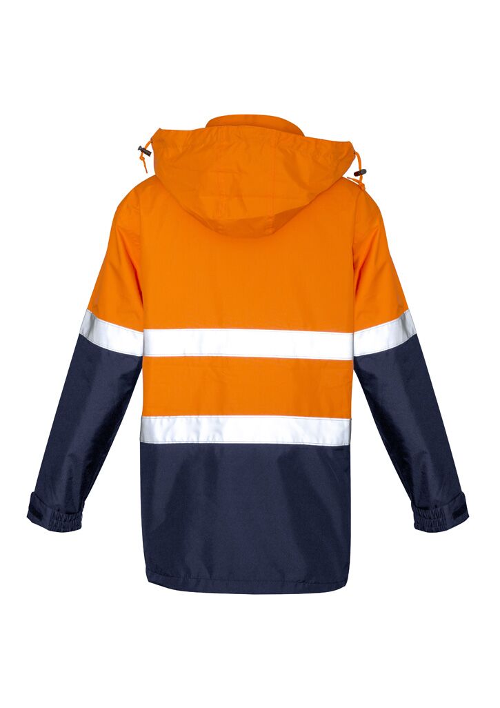 ZJ357_Syzmik Mens Hi Vis Ultralite Waterproof Jacket Orange Navy Back