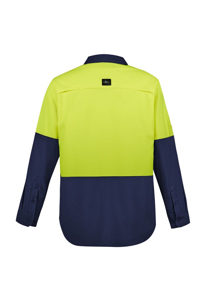 ZW468_Yellow_Navy_Syzmik Mens Hi Vis Outdoor Long Sleeve Shirt Back ZW468_Yellow_Navy_Syzmik Mens Hi Vis Outdoor Long Sleeve Shirt Back