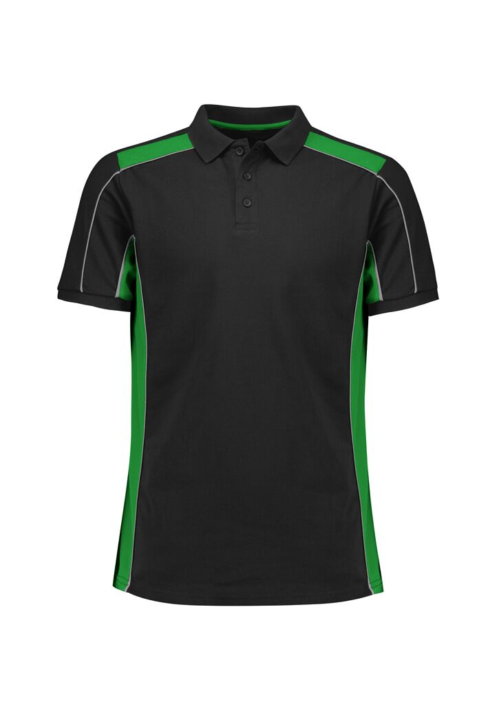 P413US_Product_Black_Green_Biz Collection Unisex Grid Short Sleeve Polo P413US_Product_Black_Green_Biz Collection Unisex Grid Short Sleeve Polo