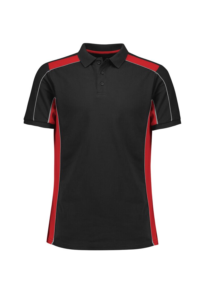P413US_Product_Black_Red_Biz Collection Unisex Grid Short Sleeve Polo P413US_Product_Black_Red_Biz Collection Unisex Grid Short Sleeve Polo