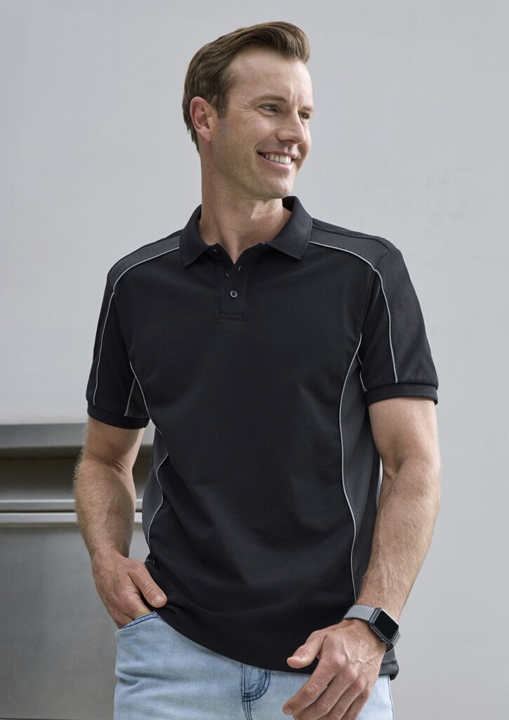 P413US_Talent_Black_Grey_03_Biz Collection Unisex Grid Short Sleeve Polo P413US_Talent_Black_Grey_03_Biz Collection Unisex Grid Short Sleeve Polo